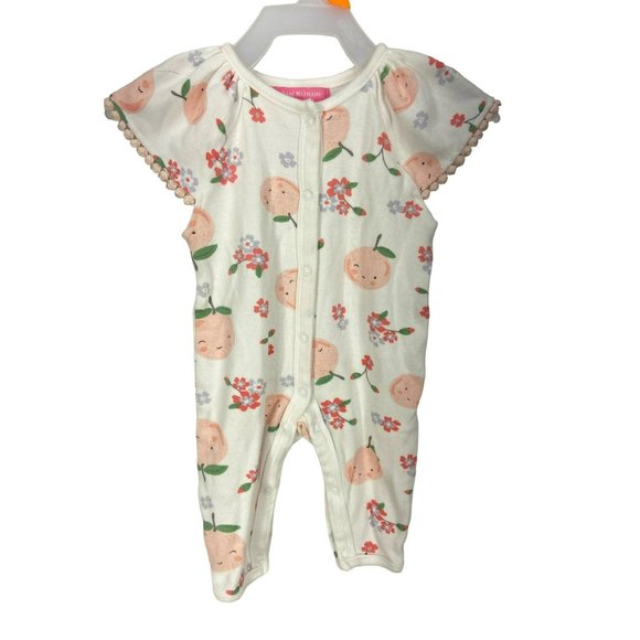 Issac Mizrahi New York Size 0-3 Months‎ Peach Floral Printed One Piece Romper - Picture 1 of 5